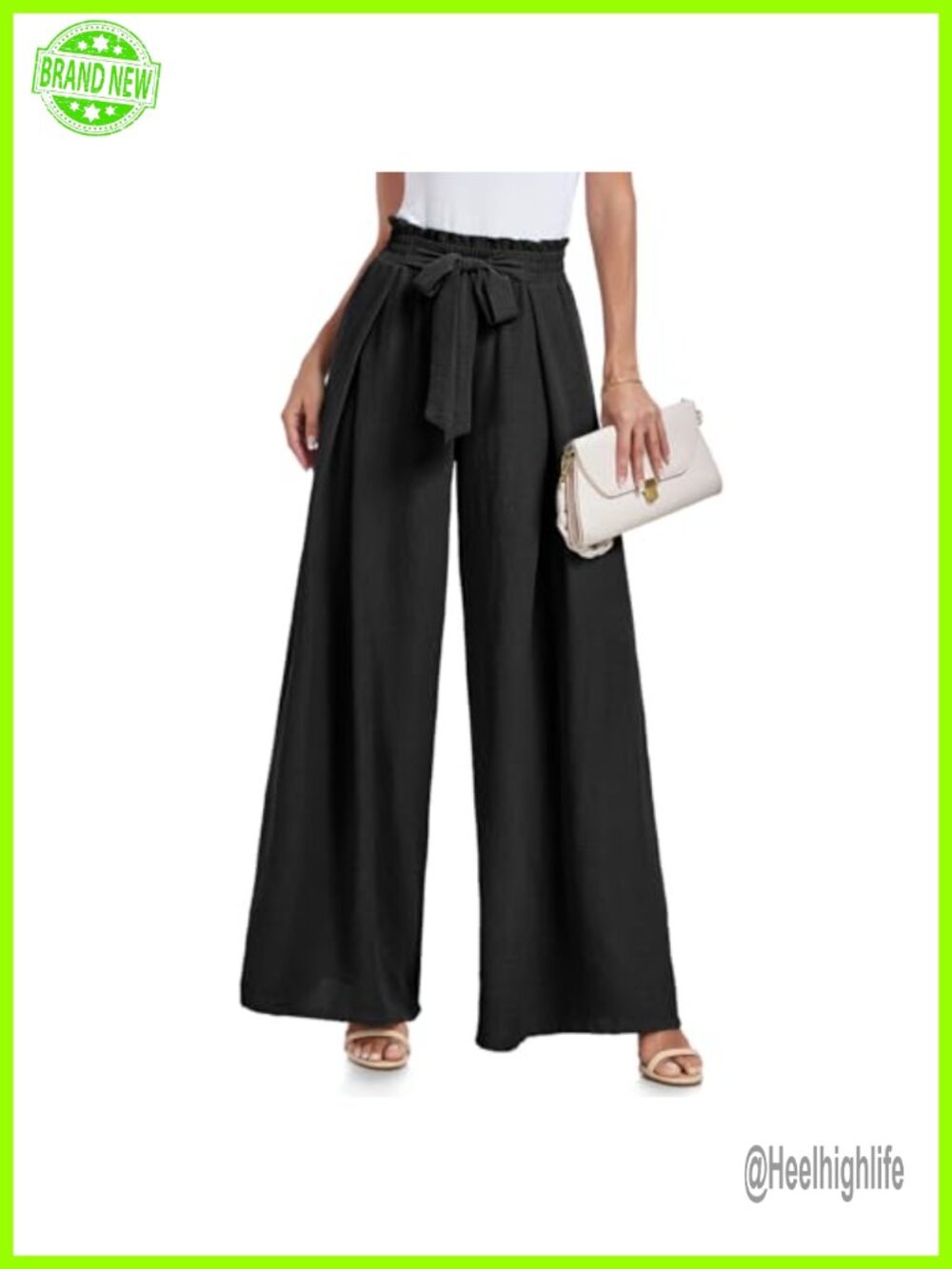 Wide Leg Palazzo Pants High Waisted Tie Knot Trousers with Pockets Work Casual